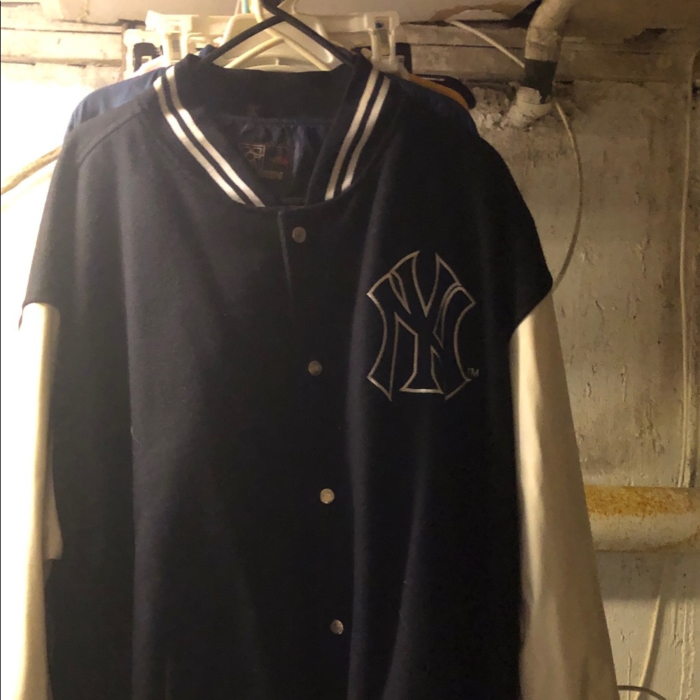 New York Yankees Navy and White Varsity Bomber Jacket